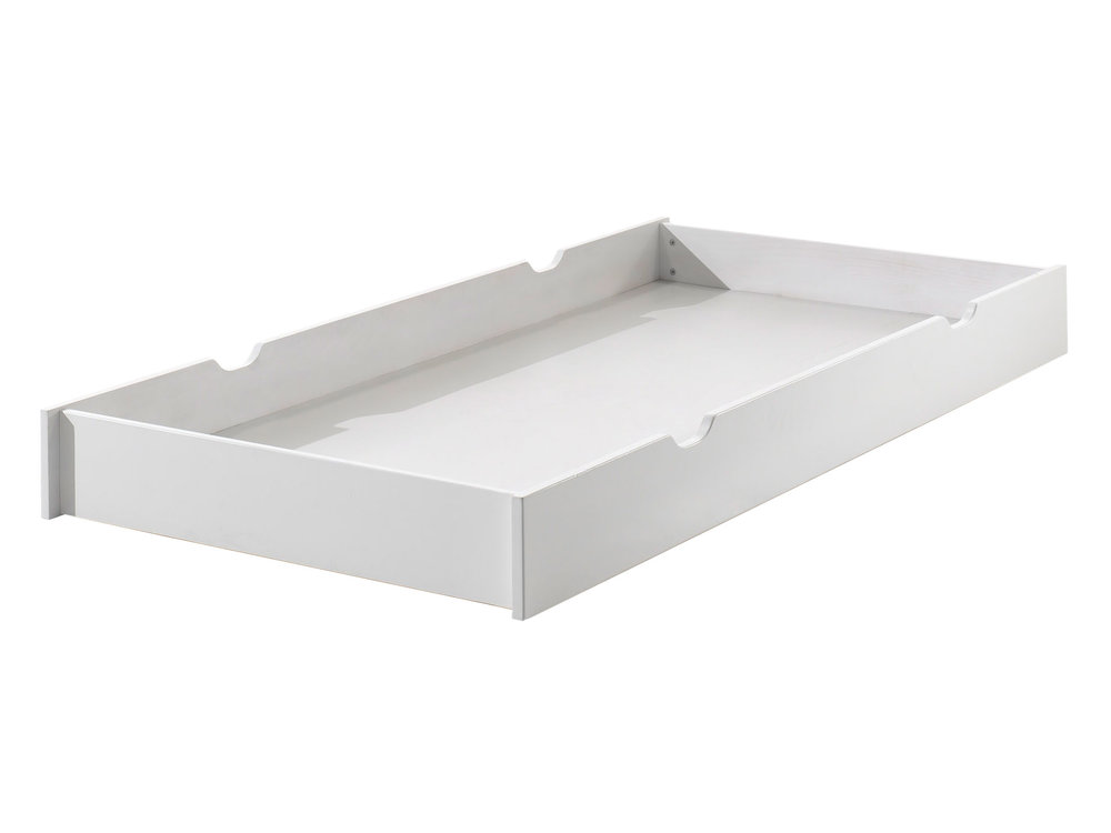 Vipack Erik Tiroir lit gigogne en bois laqué blanc L199 x H18,5 x P94 cm
