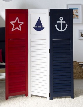 Ecran Paravent 3 volets en bois Cloison mer