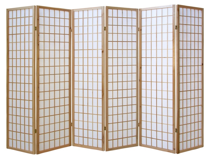 Paravent japonais bois naturel 6 parties
