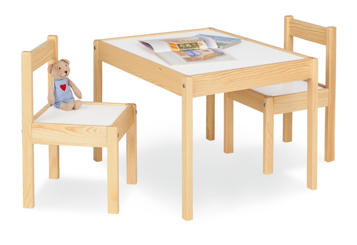 Table enfant Olaf Blanc Naturel 64x50cm + 2 chaises