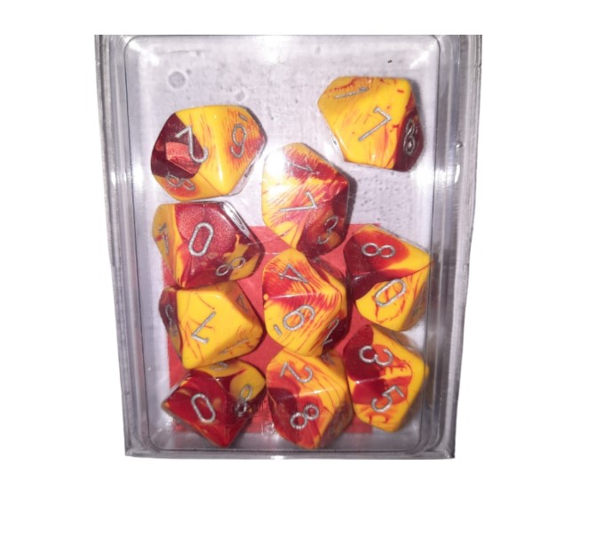 Chessex Set de 10 des 10 faces rouge et jaune