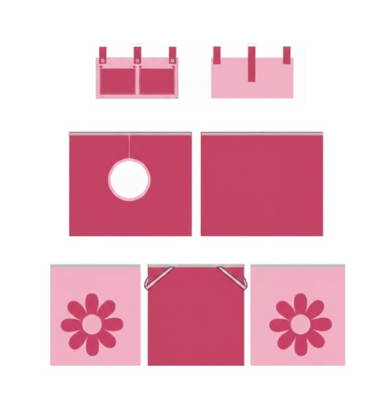 Vipack Rideau de lit Pink Flower pour lit Pino