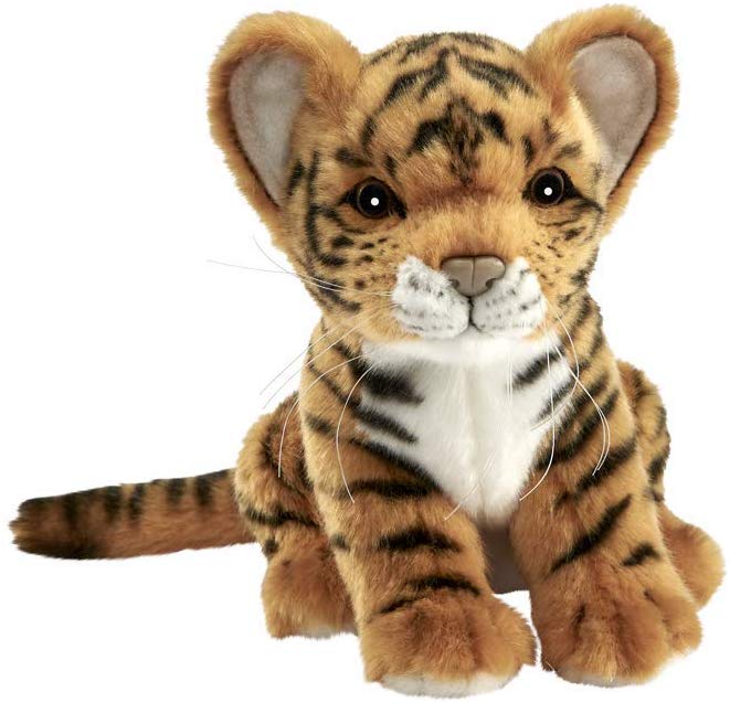 Tigre brun bebe assis 18 cm