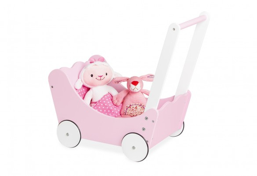 Pinolino Voiture de poupée Jasmin complet 4 pièces Laqué MDF rose et laqué blanc
