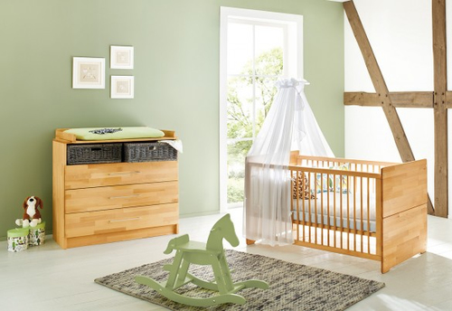 Pinolino Ensemble Natura 2 pièces lit de bébé évolutif commode à langer extra large