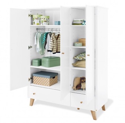Pinolino Chambre de bébé Pan 3 pièces  lit de bébé évolutif commode à langer large armoire grande