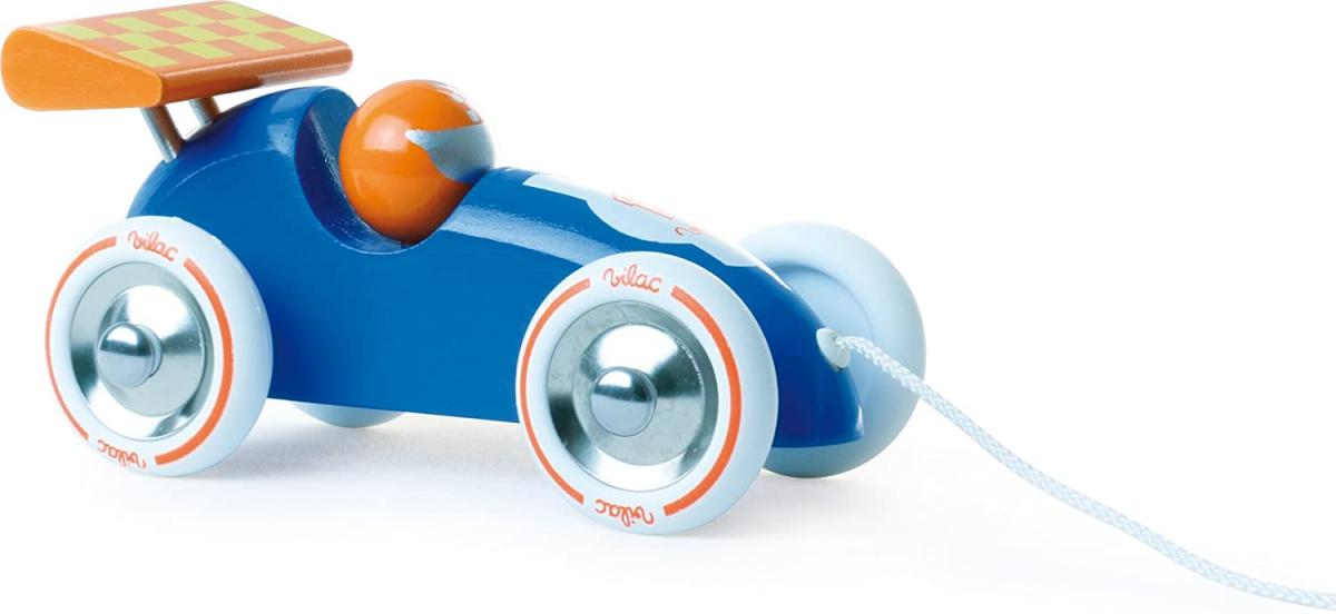Voiture de course a trainer bleu et orange