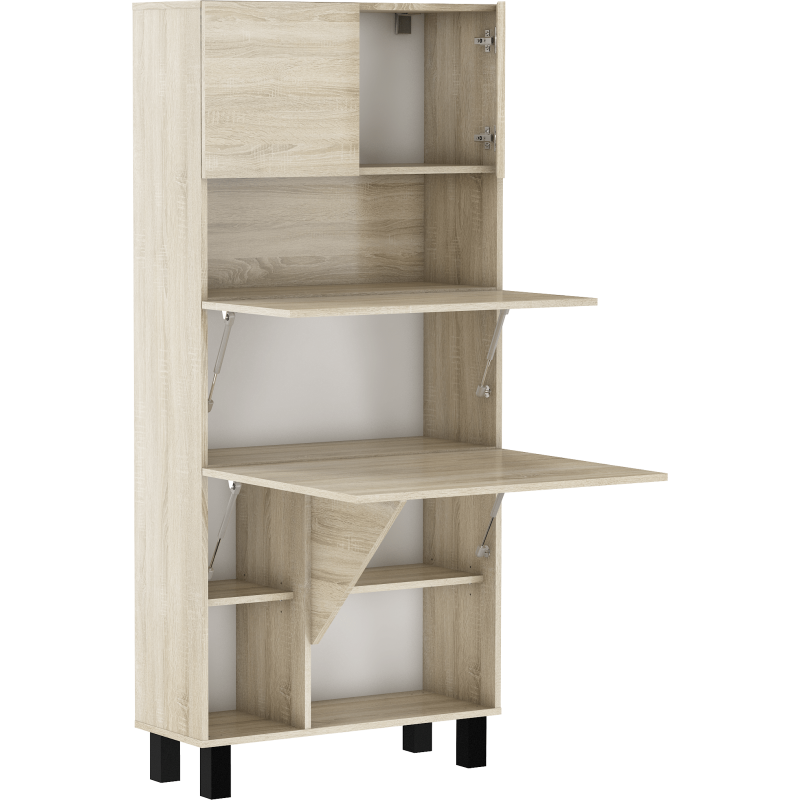 Armoire Placard Convertible en bureau et table de télétravail Homi Sonoma Chene 175x80x32cm