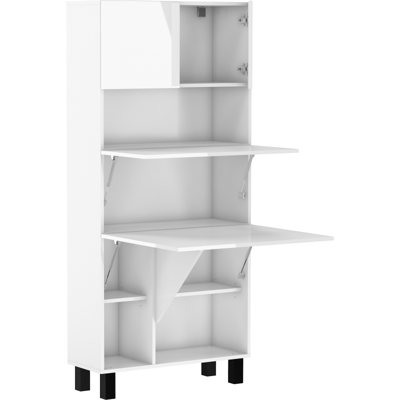 Armoire Placard Convertible en bureau et table de télétravail Homi Blanc Brillant 175x80x32cm