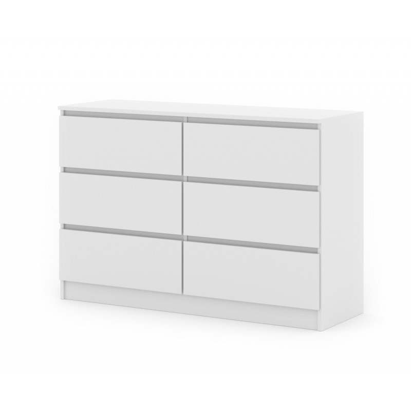 Commode Maya Blanche 6 tiroirs 80x120x40cm