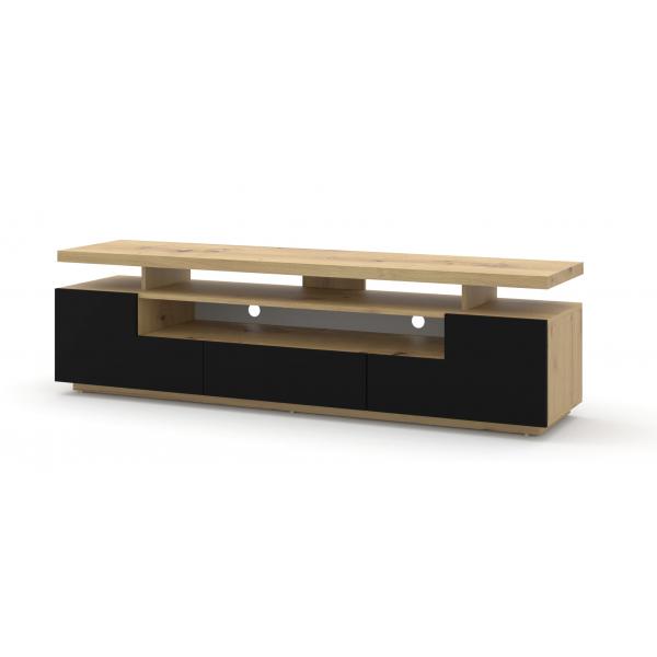 Meuble TV EVA 180 cm avec LED - chene artisan et noir mat