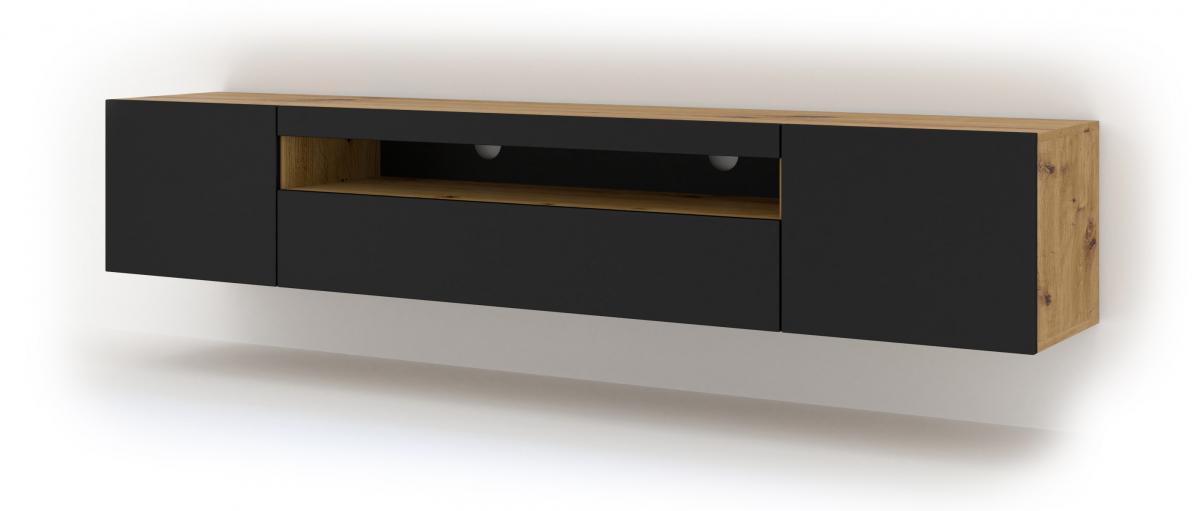 Meuble TV Aura 200 Artisan Eiche Noir Mat