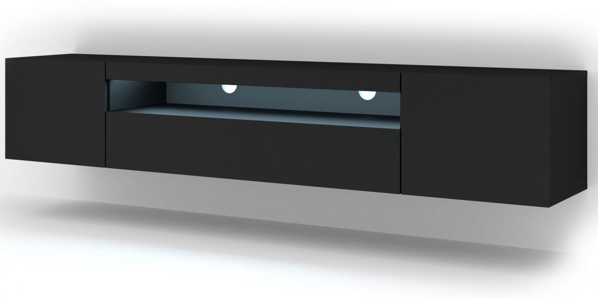 Meuble TV Aura 200 Noir Mat Led