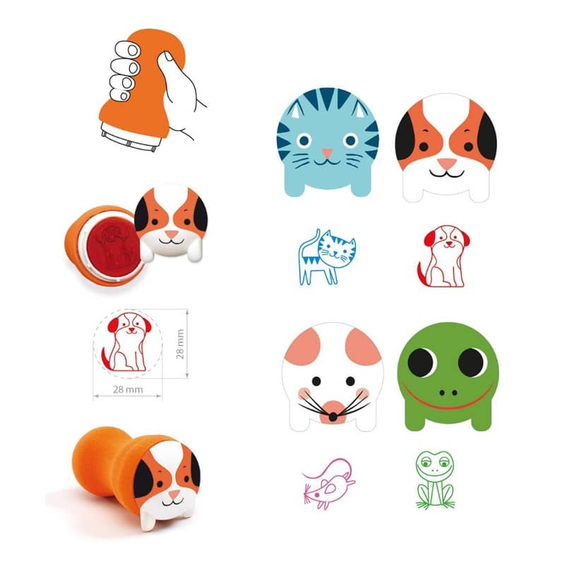 Tampons des petites mains animaux du jardin