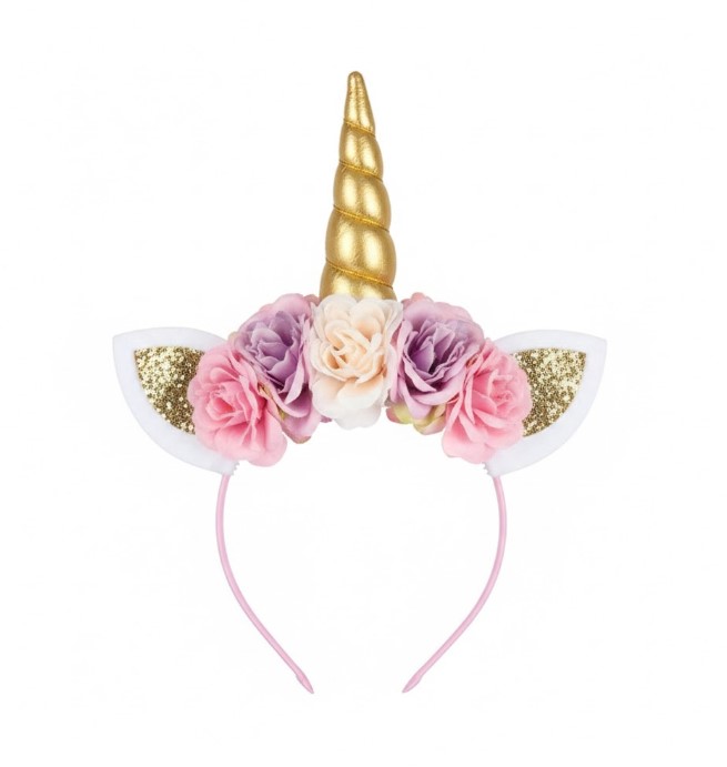 Serre tete Licorne paillette a fleurs