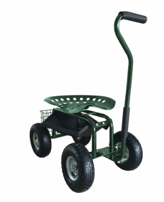 Siège de jardin mobile - vert - 4 roues