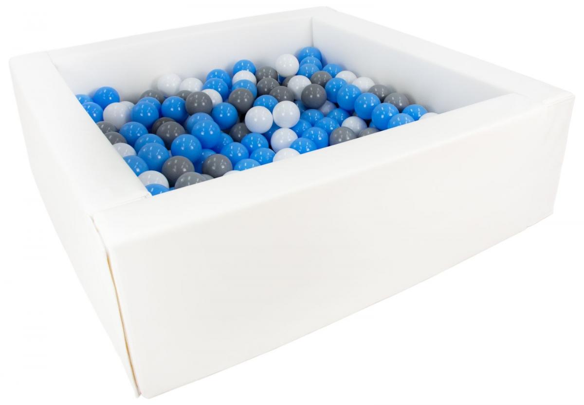Piscine à balles carrée avec 300 balles - blanc/blanc, bleu clair, gris