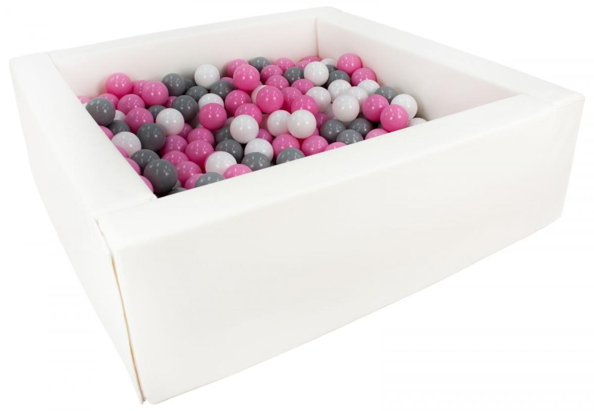 Piscine à balles carrée avec 300 balles - blanc/blanc, rose clair, gris