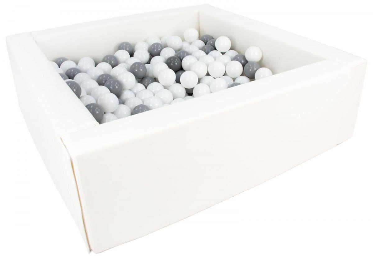 Piscine à balles carrée avec 300 balles - blanc/blanc, gris