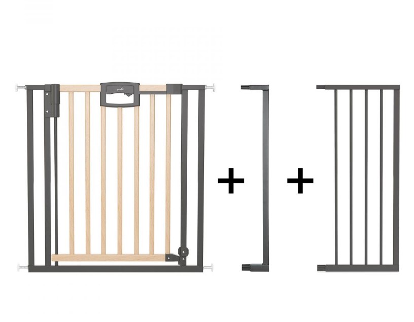 Barrière de porte à pression Easylock Plus bois/metal 120,5 cm - 128,5 cm Nature/Noir