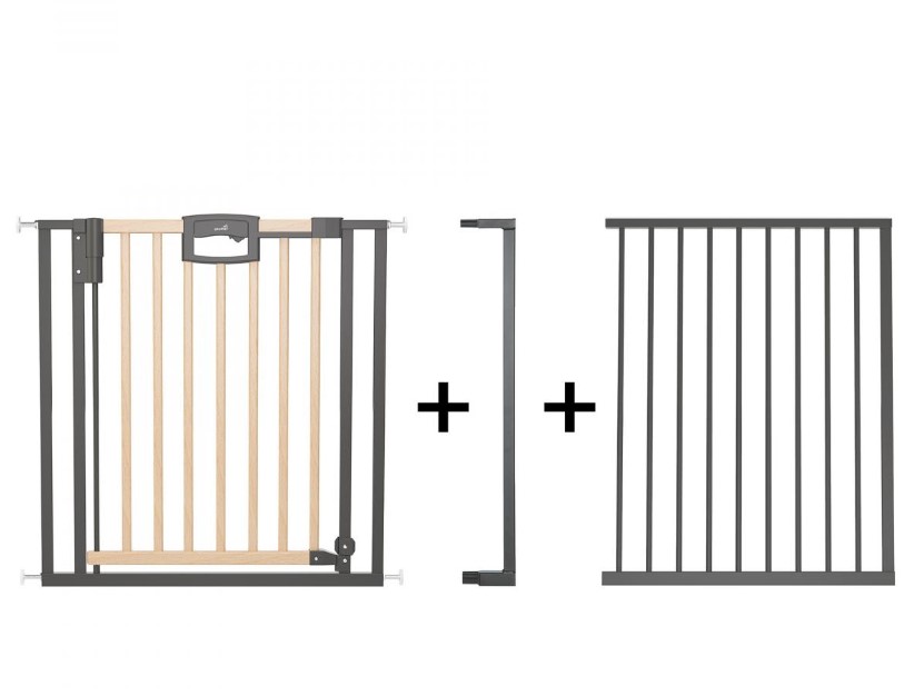 Barrière de porte à pression Easylock Plus bois/metal 152,5 cm - 160,5 cm Nature/Noir