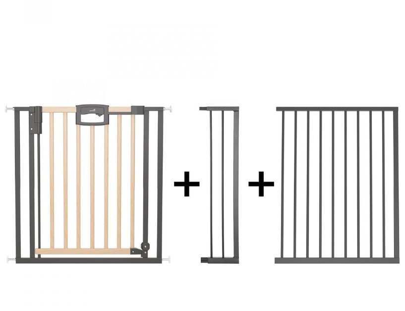 Barrière de porte à pression Easylock Plus bois/metal 160,5 cm - 168,5 cm Nature/Noir