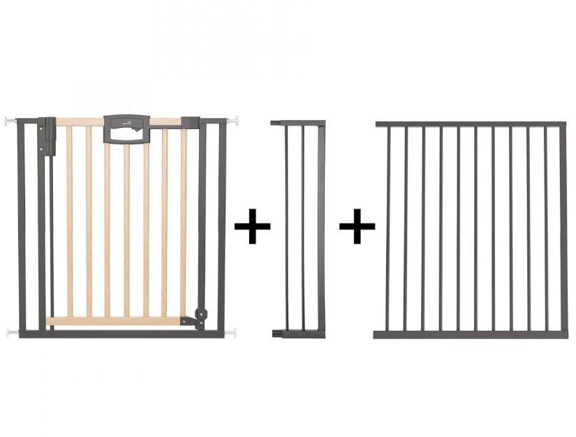 Barrière de porte à pression Easylock Plus bois/metal 168,5 cm - 176,5 cm Nature/Noir