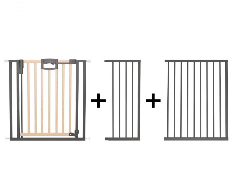 Barrière de porte à pression Easylock Plus bois/metal 176,5 cm - 184,5 cm Nature/Noir