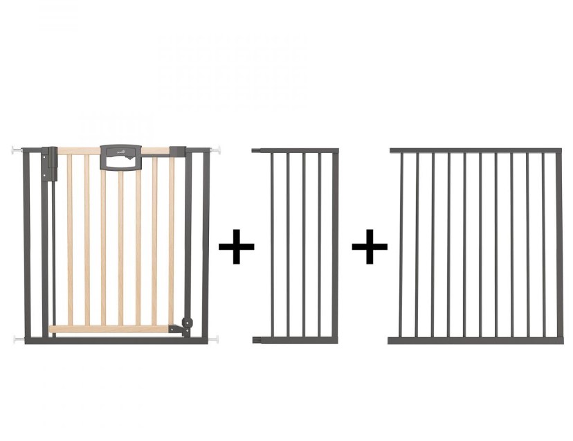 Barrière de porte à pression Easylock Plus bois/metal 184,5 cm - 192,5 cm Nature/Noir