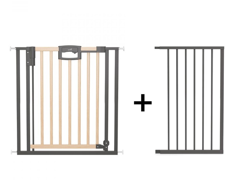Barrière de porte à pression Easylock Plus bois/metal 128,5 cm - 136,5 cm Nature/Noir