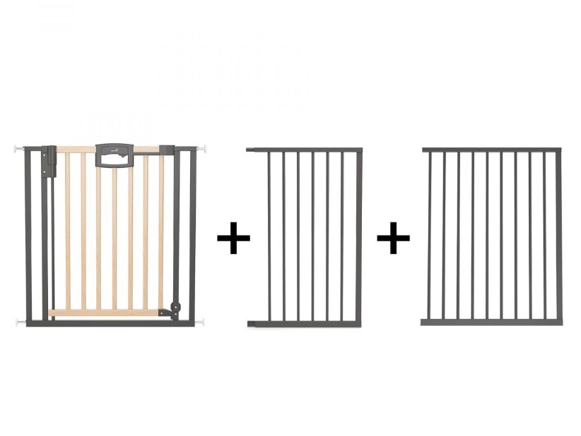 Barrière de porte à pression Easylock Plus bois/metal 192,5 cm - 200,5 cm Nature/Noir