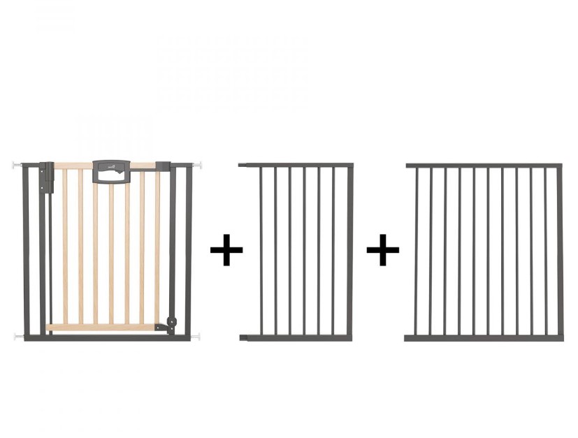 Barrière de porte à pression Easylock Plus bois/metal 200,5 cm - 208,5 cm Nature/Noir