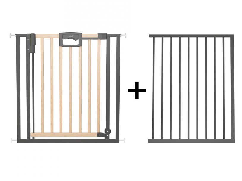 Barrière de porte à pression Easylock Plus bois/metal 144,5 cm - 152,5 cm Nature/Noir