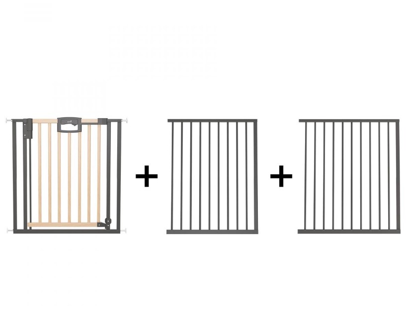 Barrière de porte à pression Easylock Plus bois/metal 216,5 cm - 224,5 cm Nature/Noir