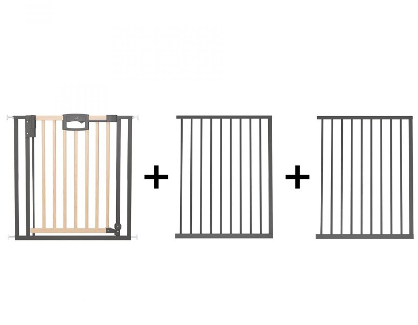 Barrière de porte à pression Easylock Plus bois/metal 208,5 cm - 216,5 cm Nature/Noir