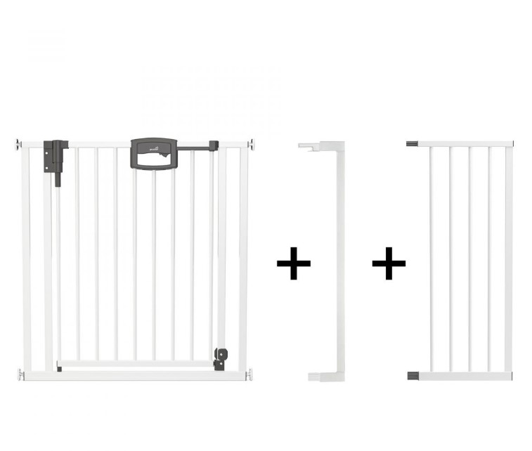 Barrière de porte à pression Easylock Plus métal  120,5 cm - 128,5 cm Blanc
