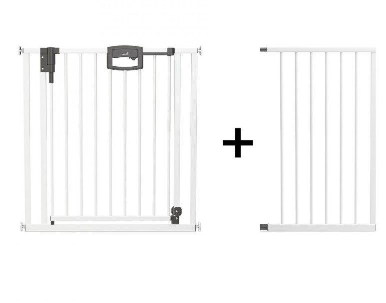 Barrière de porte à pression Easylock Plus métal  128,5 cm - 136,5 cm Blanc