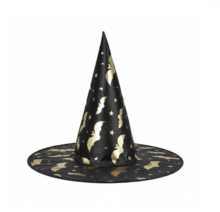 Chapeau sorciere dore adulte