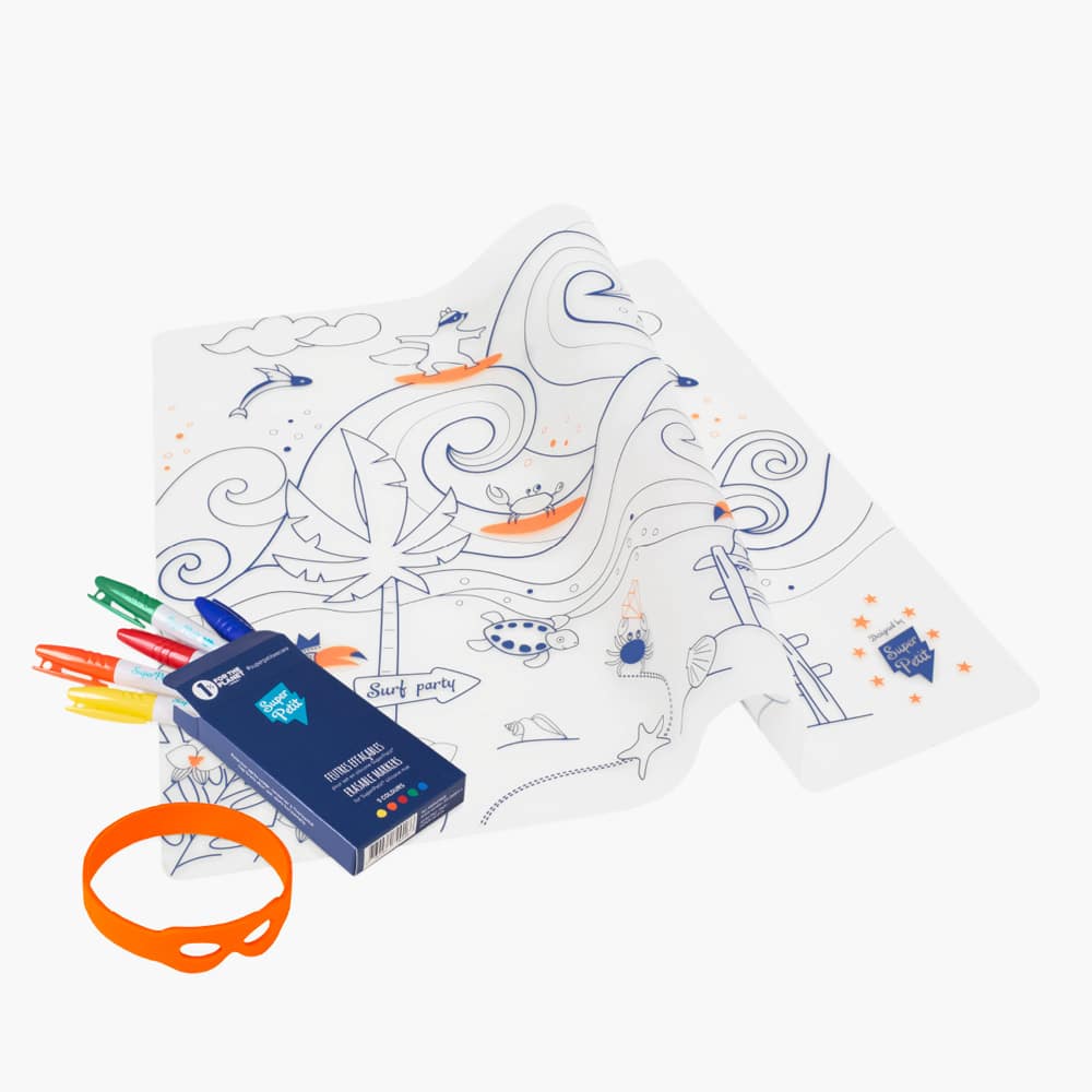 set en silicone a colorier Surf Party