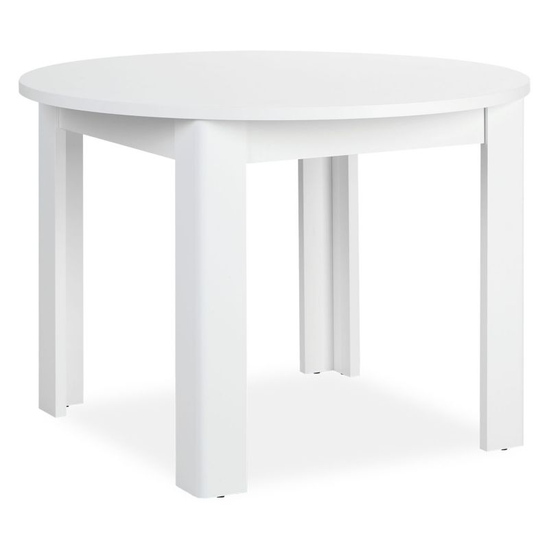 Table ronde de cuisine moderne Ø 106 cm en bois blanc  4 places