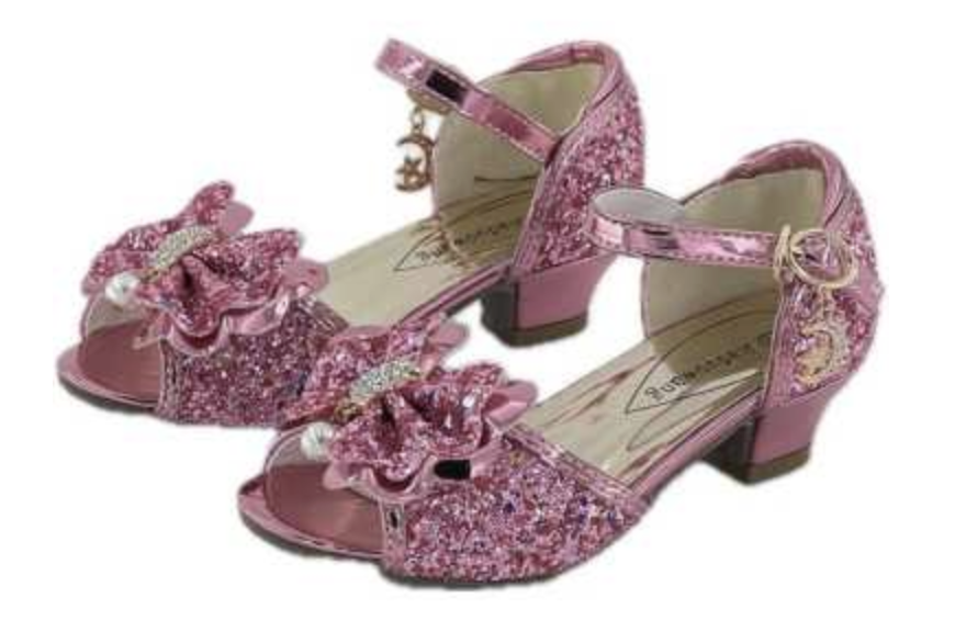 Mules à Nœuds et Paillettes Roses (3-4 ans)