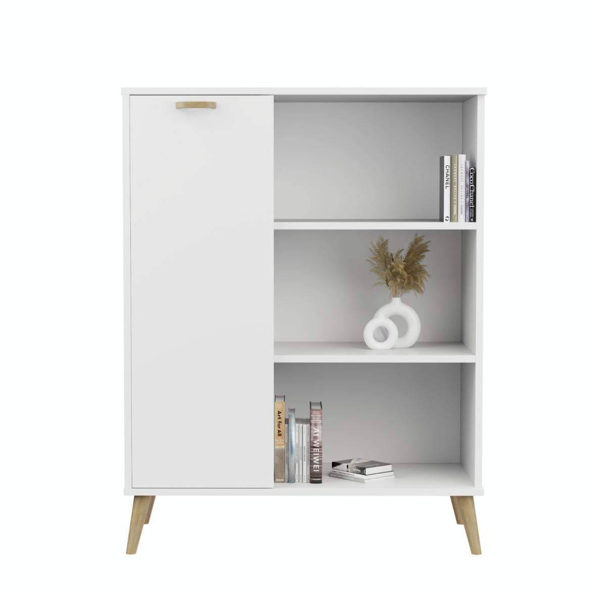 Bibliothèque moderne - blanc bois