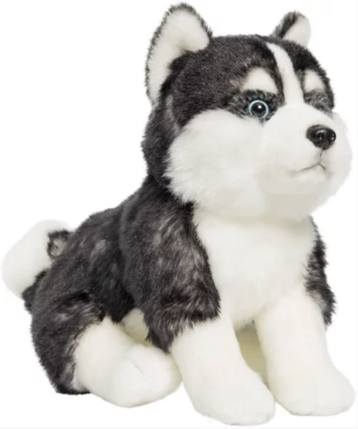 Peluche pomsky assis 30cm