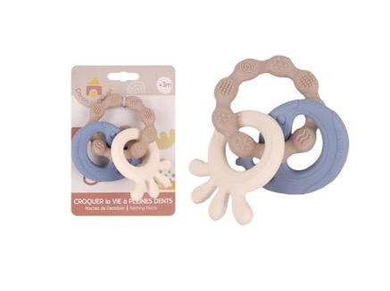 Anneau de dentition en silicone bleu