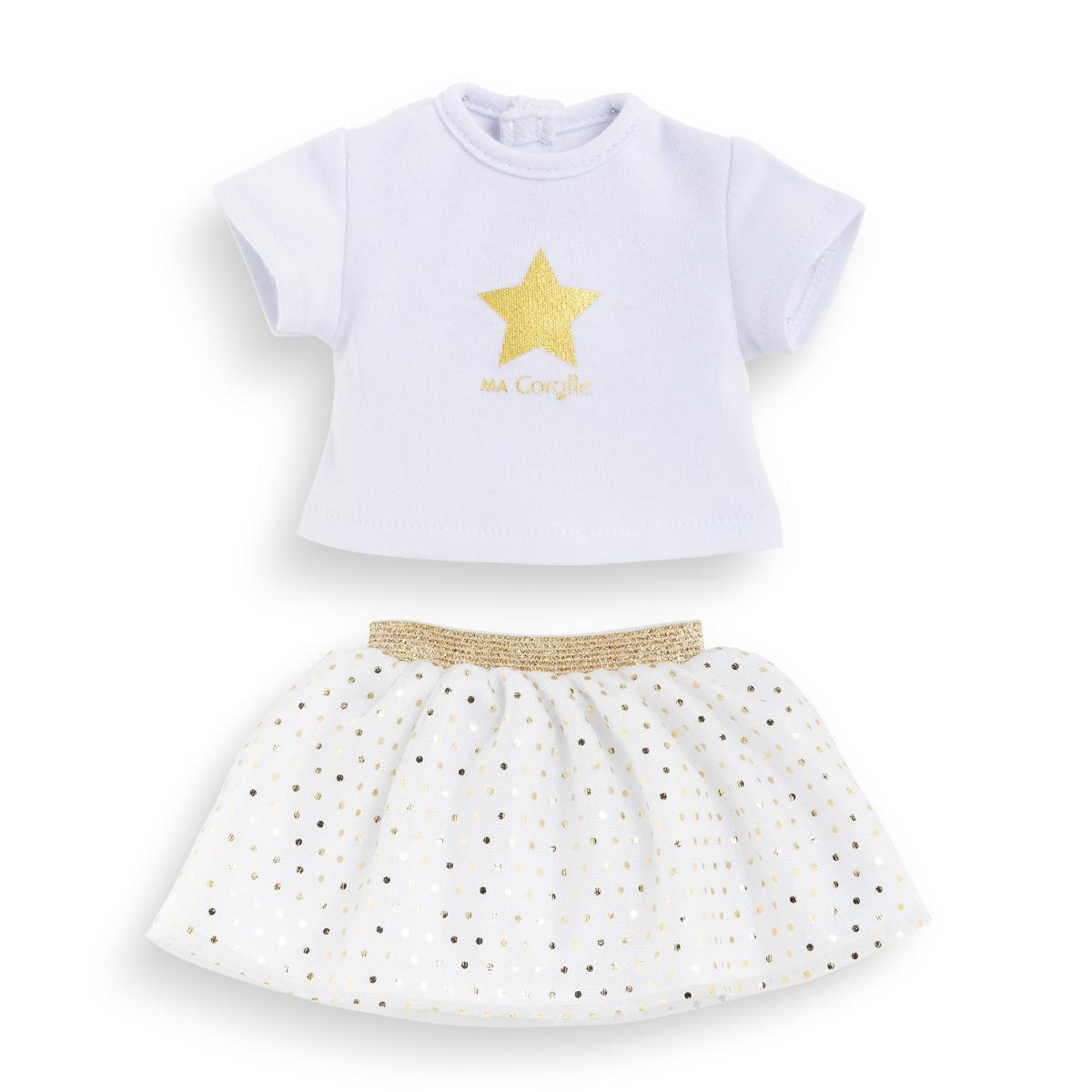 Ensemble Jupe et T-Shirt, Ivoire et Or, vêtements, pour poupée Ma Corolle, 36cm