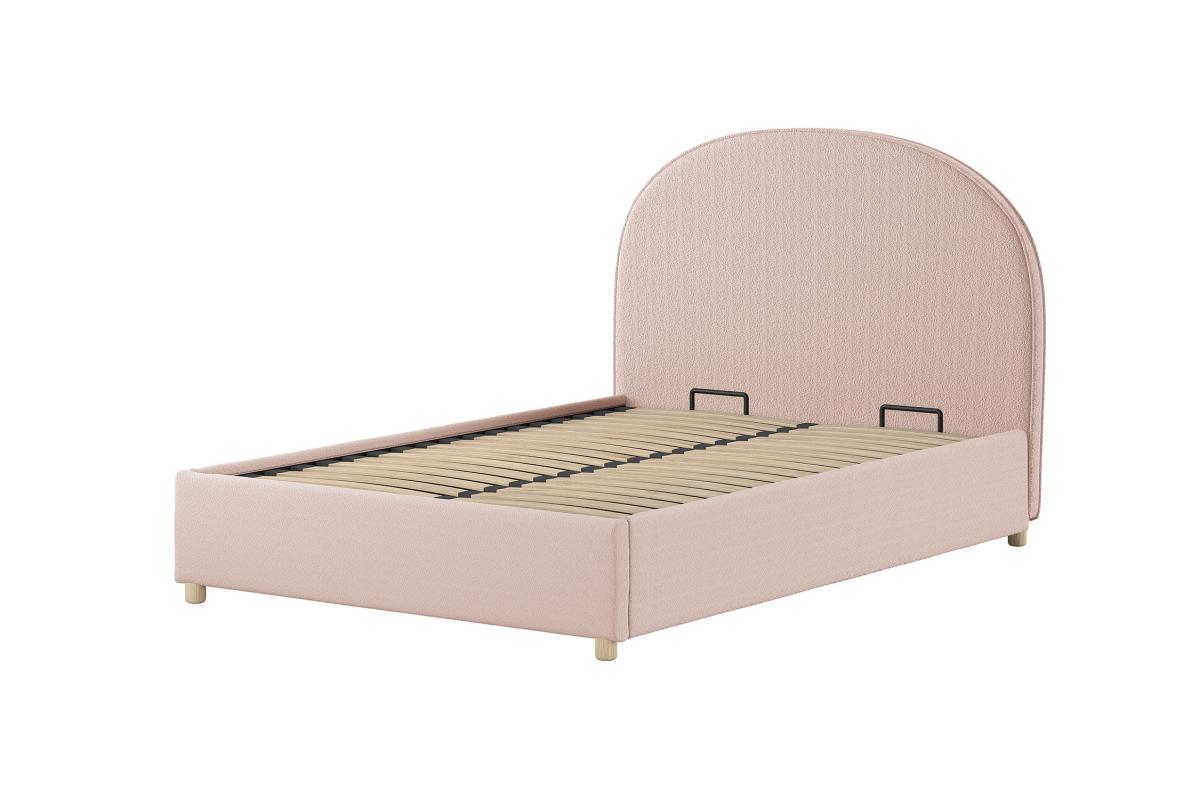 Lit Coffre Bouclé Rose Moon 140x200 cm