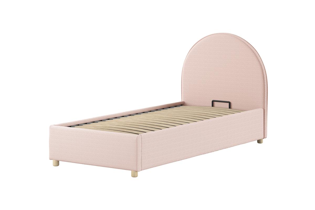 Lit Coffre Bouclé Rose Moon 90x200 cm