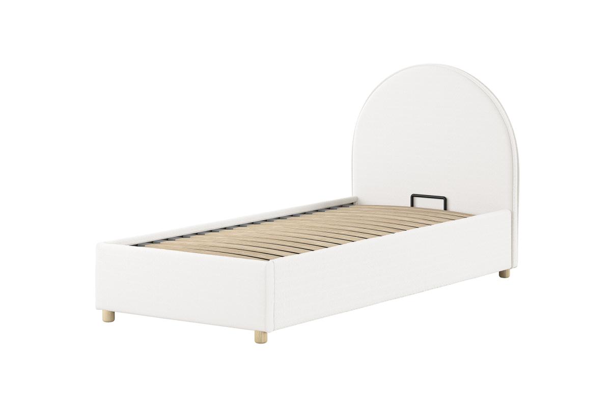 Lit Coffre Bouclé Blanc Moon 90x200