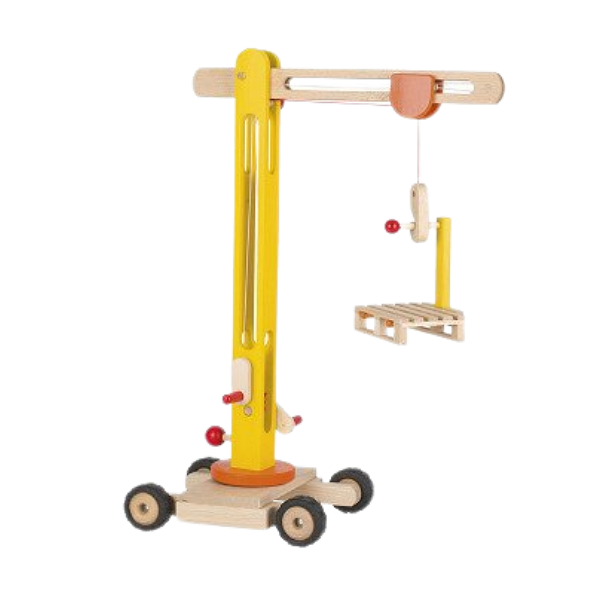 Grue de chantier jaune en bois