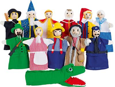Marionettes tissu 12 pièces assorties